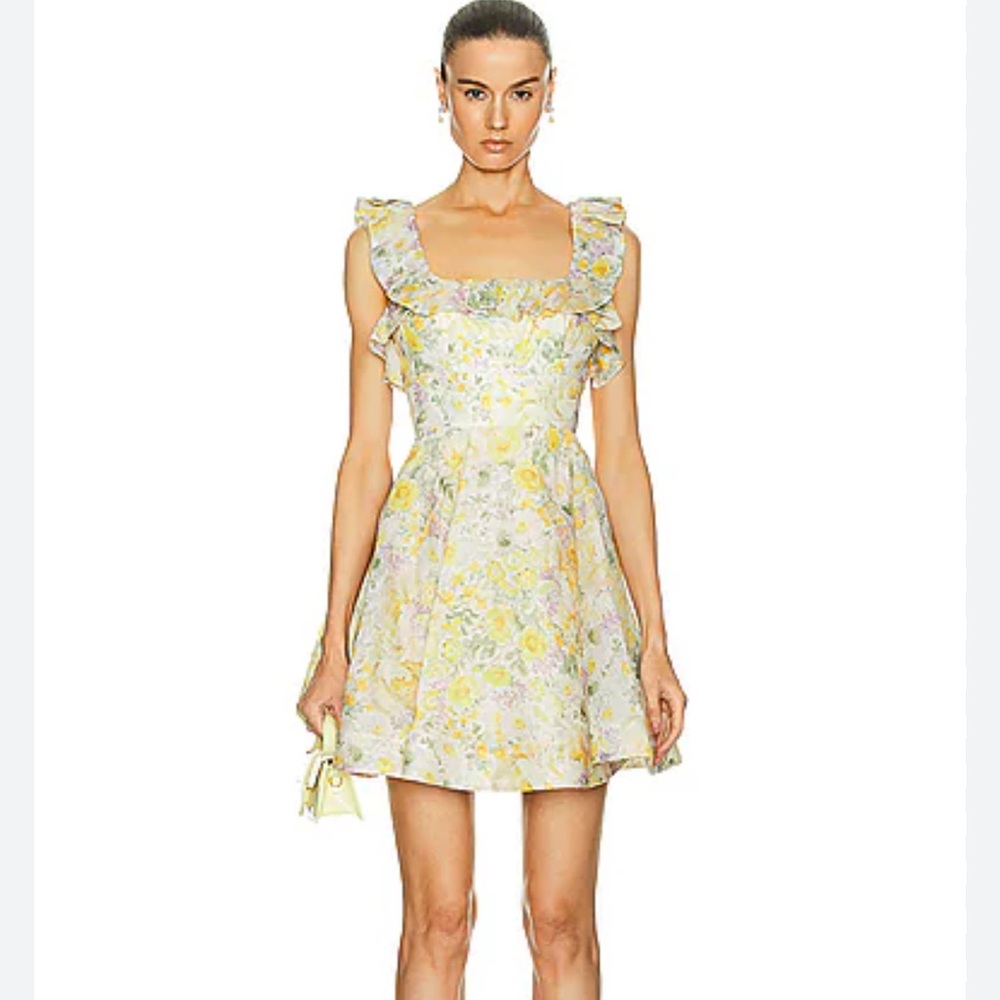 NWT Zimmermann Floral Cream and Yellow Mini Dress size 4